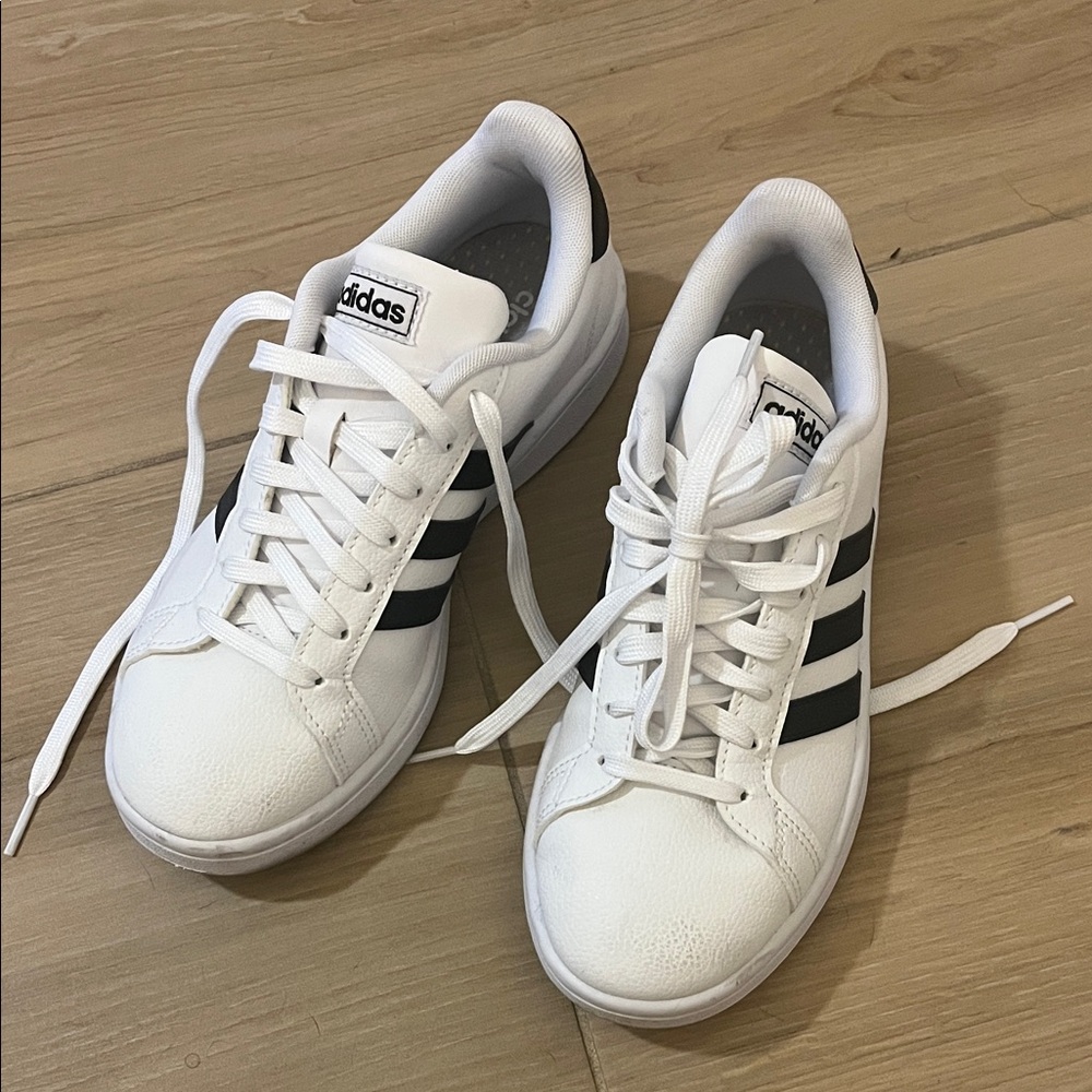 Adidas Classic White Sneakers with Black Stripes